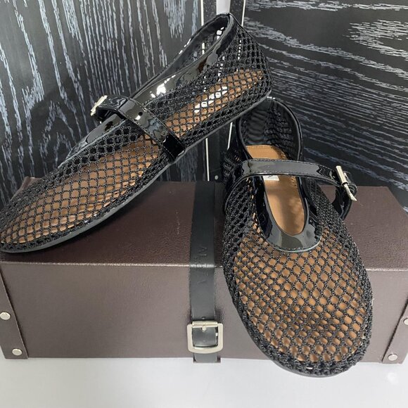 Alaia Black Mesh Flats with Buckle - Picture 3 of 6